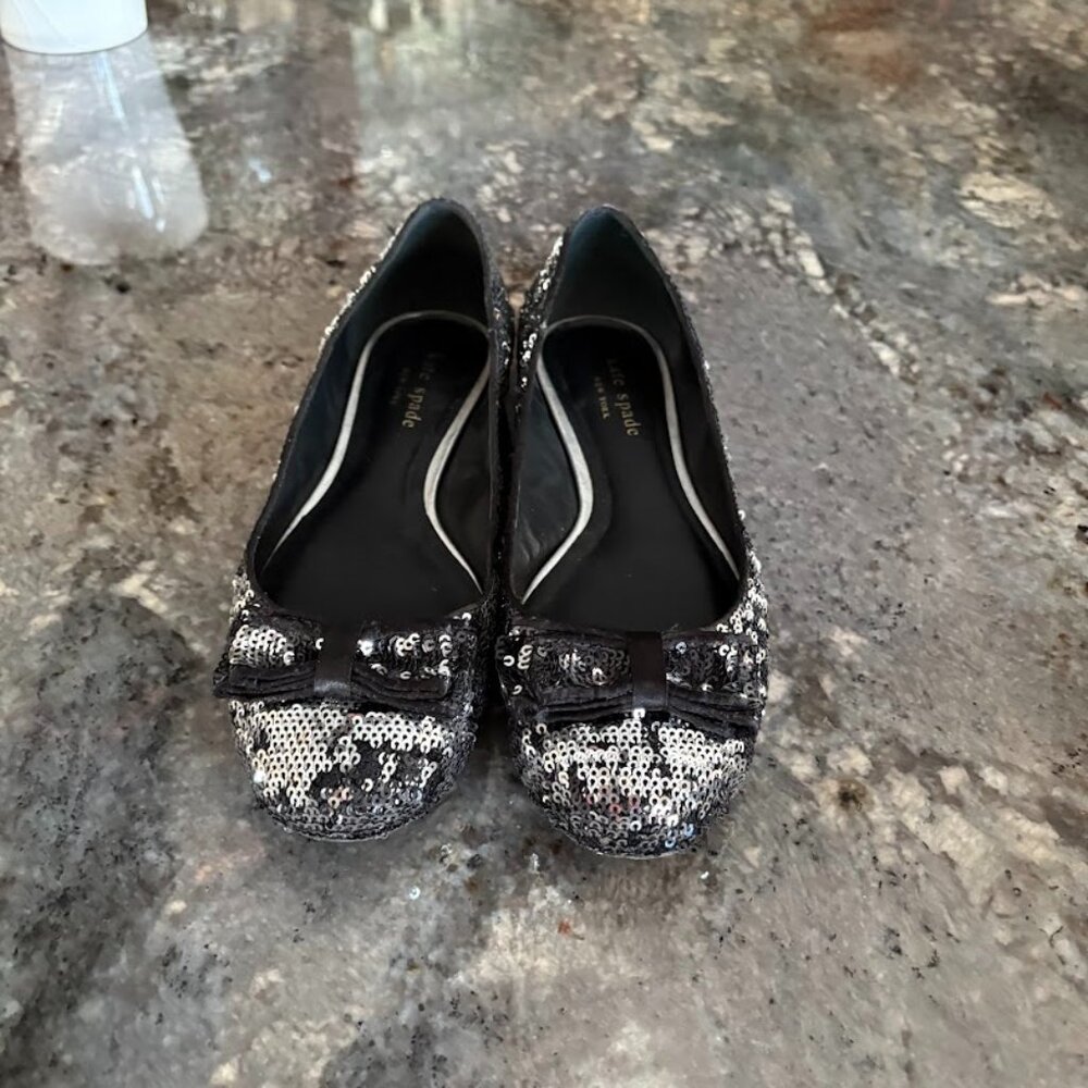Kate Spade New York Size 7.5 M Sequins Flats Ballet Bow Detail Slip On